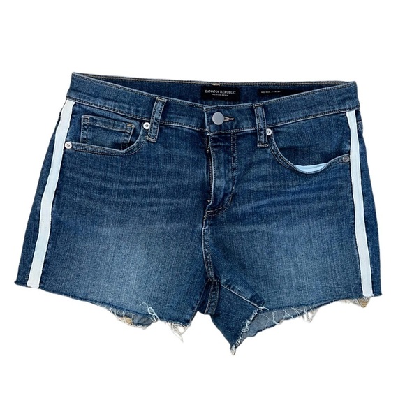 Banana Republic Mid Rise 3” Short Denim Jean Shorts With Stripes Size 27 - Picture 1 of 3